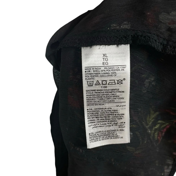 NWT Old Navy Smocked Floral Shine Peasant Blouse in Black Multi Size XL - Picture 11 of 16